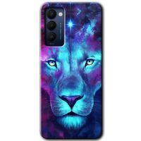 MRCİLETİSİM Tecno Camon 18P Kılıf HD Desen Baskılı Arka Kapak+Temperli Cam - Neon Lion