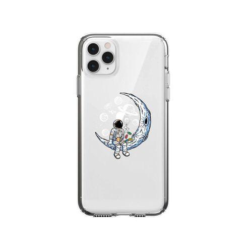 iPhone 11 Pro Keyifli Astronot Lens Korumalı Şeffaf Telefon Kılıfı