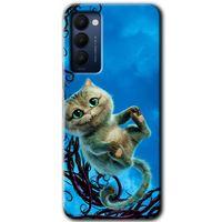 Tecno Camon 18P Kılıf HD Desen Baskılı Arka Kapak - Çılgın Kedi + Kırılmaz Cam