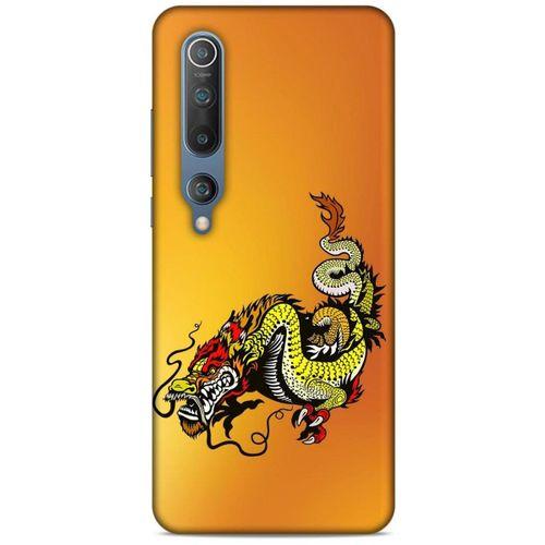 Xiaomi Mi 10 Kılıf Dragons (28) Arka Kapak Tatoo Sarı Ejderha