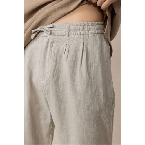 Pamuk Flamli Düz Paça Rahat Kalıp Jogger Erkek Pantolon - Kum Beji