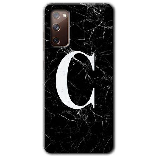 Samsung Galaxy S20 FE Kılıf Baskılı Kapak - Siyah Mermer Desenli C Harfi +Tam Ekran Koruyucu