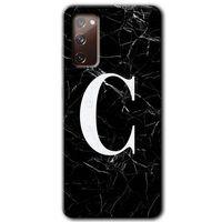 Samsung Galaxy S20 FE Kılıf Baskılı Kapak - Siyah Mermer Desenli C Harfi +Tam Ekran Koruyucu