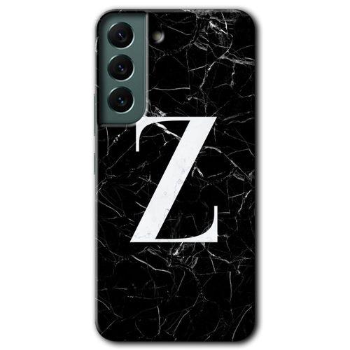 Samsung Galaxy S22 Plus HD Baskılı Kılıf + 9D Tam Ekran Koruyucu - Siyah Mermer Desenli Z Harfi