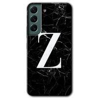 Samsung Galaxy S22 Plus HD Baskılı Kılıf + 9D Tam Ekran Koruyucu - Siyah Mermer Desenli Z Harfi