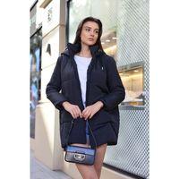 5163 Kapüşonlu Oversize Şişme Mont - Lacivert