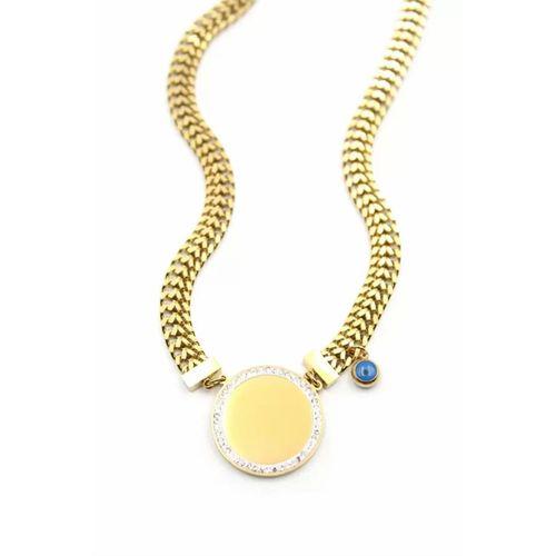 Taşlı Plaka Kolye - Altın