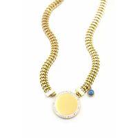 Taşlı Plaka Kolye - Altın