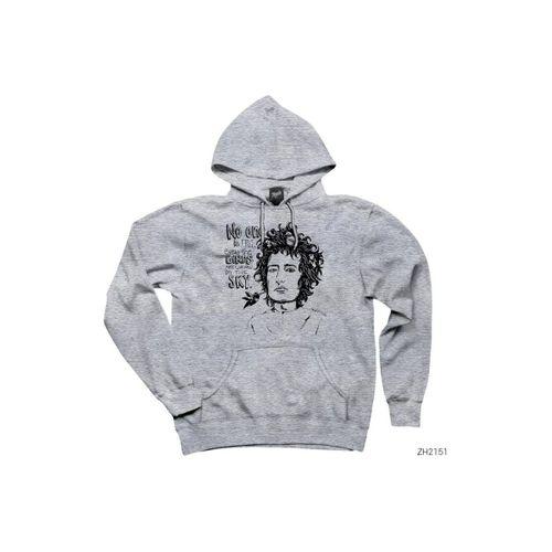 Bob Dylan Birds Gri Kapşonlu Sweatshirt Hoodie