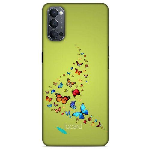 Oppo Reno 4 Kılıf Kelebek Etkisi (48) Bumper Kılıf Pembe Yeşil