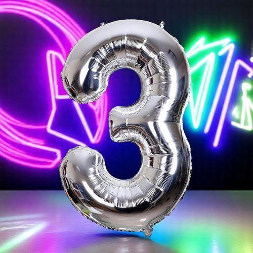 YÜKSEK KALİTE 1 METRE GÜMÜŞ 3 RAKAM BALON GÜMÜŞ 3 RAKAM FOLYO BALON UÇAN BALONA HELYUM GAZINA UYGUN