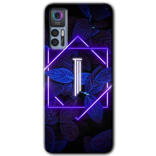 TCL 30 Kılıf HD Desen Baskılı Arka Kapak - Dark Neon Yaprak I Harfi