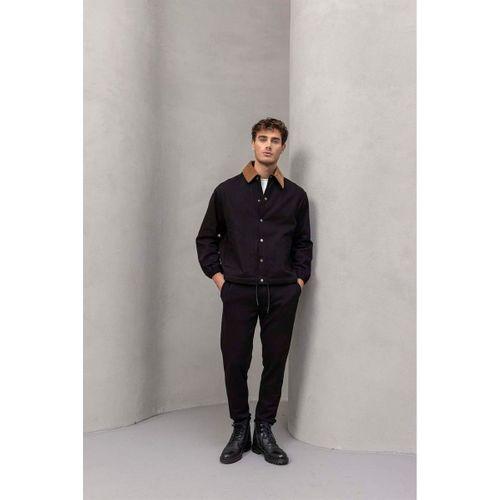 Lauri Workwear Tok Kumaş Kadife Yakalı Ceket Siyah - Bezayağı Kumaş Pantolon Siyah