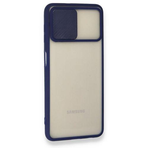 XD Samsung Galaxy M22 Kılıf Palm Buzlu Kamera Sürgülü Silikon - Lacivert