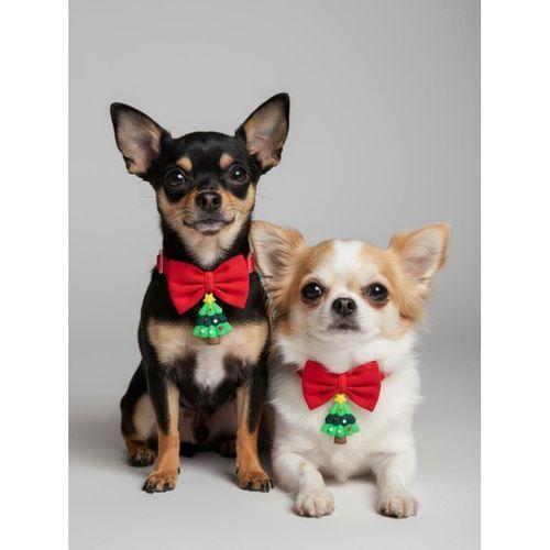 Christmas Tree Yılbaşı Köpek Papyon Tasması | Kırmızı Fiyonk Boyun Aksesuarı | Noel Temalı Köpek Süsü