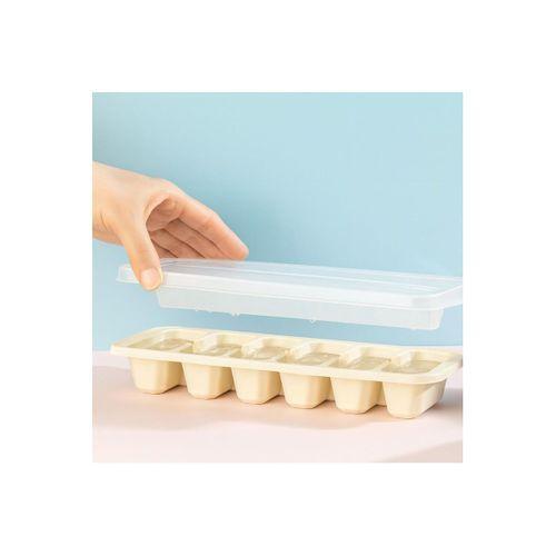 Kapaklı Büyük Boy Buz Kalıbı 12 Gözlü Buzluk Ekru