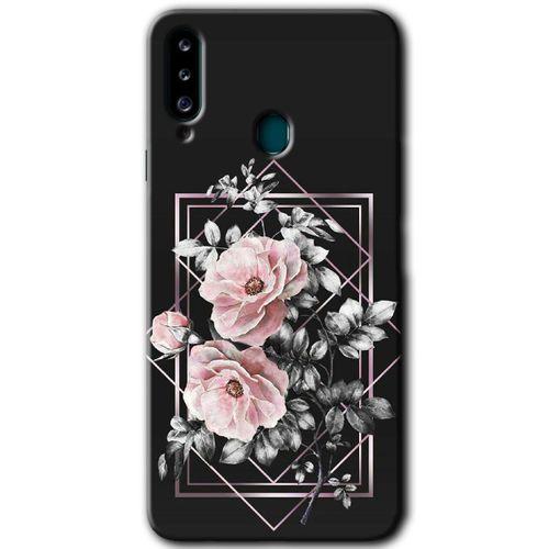 Samsung Galaxy A20s Kılıf Baskılı Kapak - Retro Çiçek 1 +Tam Ekran Koruyucu