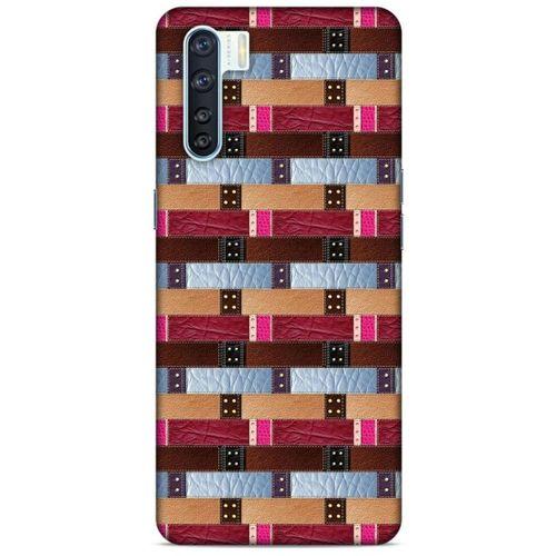 Oppo A91 Kılıf Patchwork (45) Liquid Air Kılıf Bordo Gri
