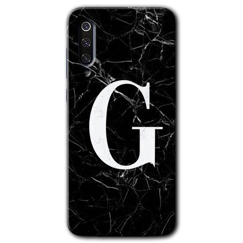 MRCİLETİSİM Xiaomi Mi 9 SE Kılıf Baskılı Kapak - Siyah Mermer Desenli G Harfi + 5D Tam Kaplayan Cam