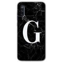 MRCİLETİSİM Xiaomi Mi 9 SE Kılıf Baskılı Kapak - Siyah Mermer Desenli G Harfi + 5D Tam Kaplayan Cam