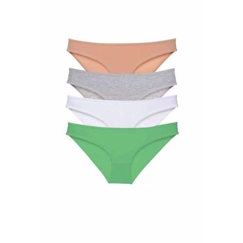 4 adet Süper Eko Set Likralı Kadın Slip Külot Ten Gri Beyaz Yeşil