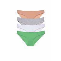 4 adet Süper Eko Set Likralı Kadın Slip Külot Ten Gri Beyaz Yeşil