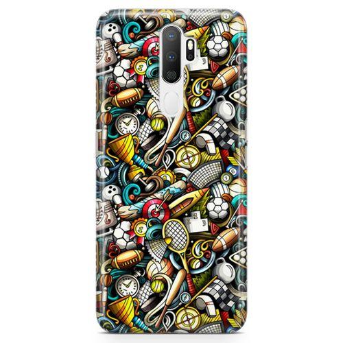 Oppo A9 2020 Kılıf Sporcu Doodle Arka Kapak Koruma Desenli Full Koruyucu