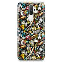 Oppo A9 2020 Kılıf Sporcu Doodle Arka Kapak Koruma Desenli Full Koruyucu