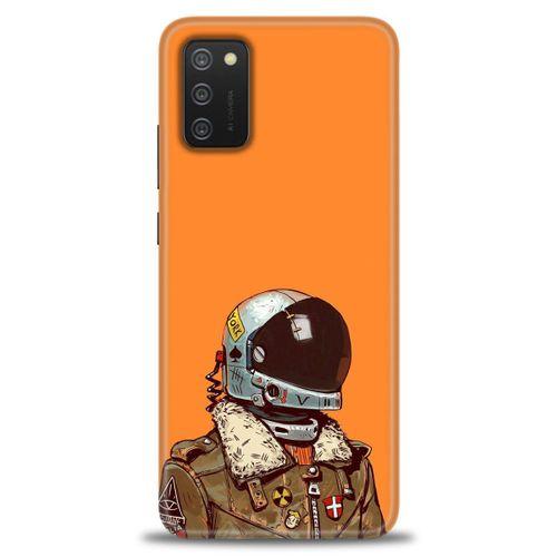Samsung Galaxy A03S Kılıf HD Baskılı Kılıf - Turuncu Astronot + Tam Ekran Koruyucu