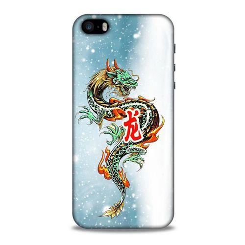 Apple Iphone 5 Kılıf Dragons (29) Arka Koruma Kılıfı Tatoo Mavi Ejderha