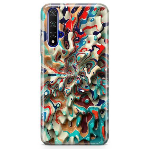 Honor View 20 Kılıf Mermer Cam Göbeği Arka Kapak Koruma Desenli Full Koruyucu