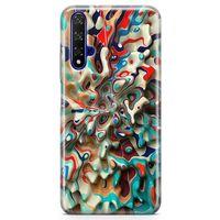 Honor View 20 Kılıf Mermer Cam Göbeği Arka Kapak Koruma Desenli Full Koruyucu