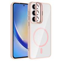 Galaxy A55 Kılıf Standlı ve Kamera Lens Hediyeli M-Safe Şarj Özellikli Zore Etro Kapak