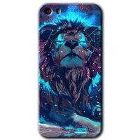 iPhone 5s Kılıf HD Desen Baskılı Arka Kapak + Temperli Cam - Neon Aslan