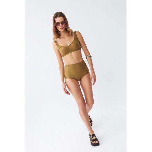 Kadın Basic Hardal Pedli Yüksek Bel Bikini Takımı
