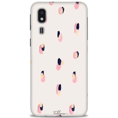 Samsung Galaxy A2 Core Kılıf HD Baskılı Kılıf - Pembe Lacivert + Tam Ekran Koruyucu