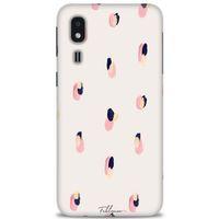 Samsung Galaxy A2 Core Kılıf HD Baskılı Kılıf - Pembe Lacivert + Tam Ekran Koruyucu