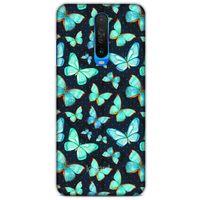 Xiaomi Redmi K30 5G Kılıf Kelebek Etkisi (12) Koruyucu Silikon Beyaz Mavi