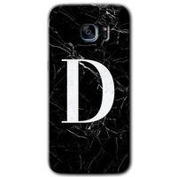Galaxy S7 Edge Kılıf HD Desen Baskılı Arka Kapak - Siyah Mermer Desenli D Harfi