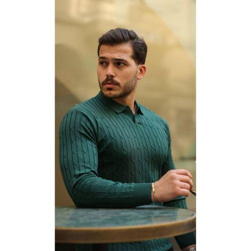 Erkek Saç örgü Desen Uzun Kollu Triko