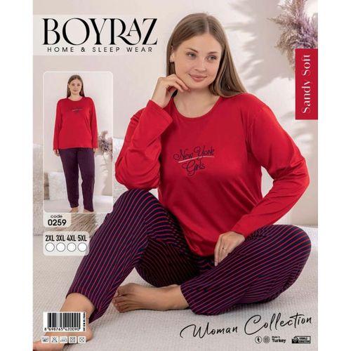Boyraz 0259 Kadın Battal Sandy Uzun Kol Pijama Takımı