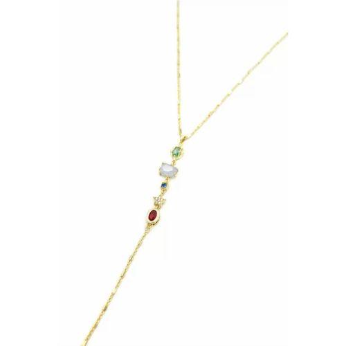 Taşlı Y Kolye - Altın