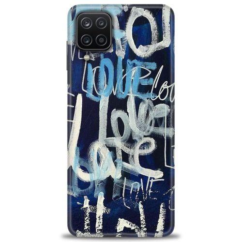 Samsung Galaxy M12 Kılıf HD Baskılı Kılıf - Love Mavi + Tam Ekran Koruyucu