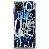 Samsung Galaxy M12 Kılıf HD Baskılı Kılıf - Love Mavi + Tam Ekran Koruyucu