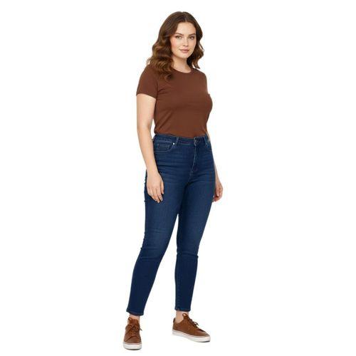 Kadın Bilek Jeans Pantolon Kemer Lastikli Düğmeli Taşlı BGL-ST05058