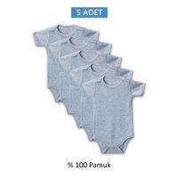 Gri Yarım Kol Body Zıbın 2-7 YAŞ Çocuklar İçin (5 ADET) Alttan Çıtçıtlı Özel Gereksinimli