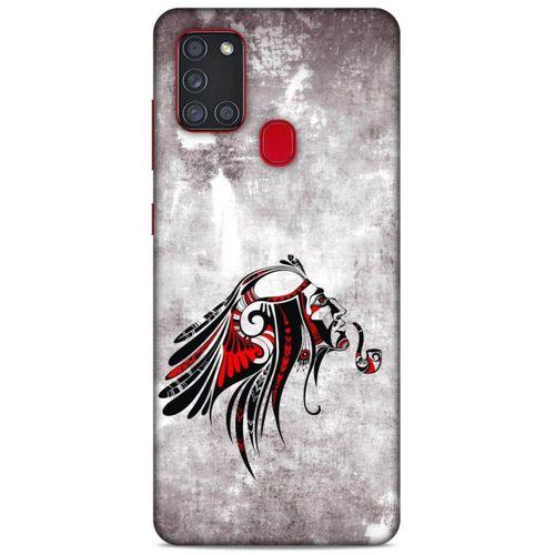 Lopard Samsung Galaxy A21s Uyumlu Kılıf Tattoo's (43) Thin Fit Kılıf Pipolu Kızılderili