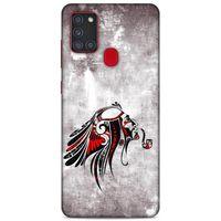 Lopard Samsung Galaxy A21s Uyumlu Kılıf Tattoo's (43) Thin Fit Kılıf Pipolu Kızılderili