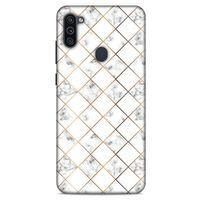 Mermer Desenli (1) Tema Kılıfı Beyaz Samsung Galaxy M11 Kılıf