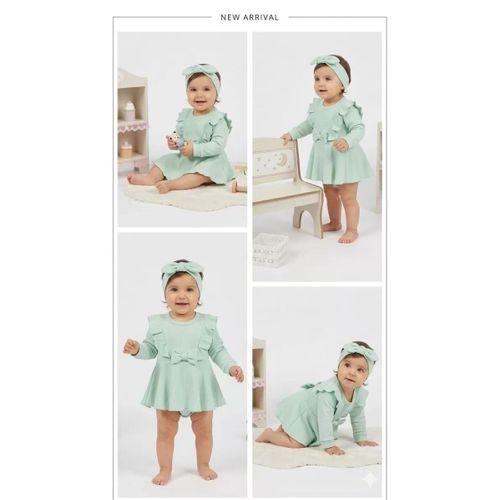 3/18 Ay Bandanalı Alttan Çıtçıtlı Bebek Elbisesi